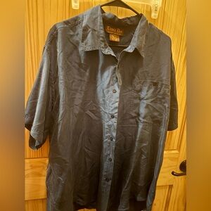 Lion’s Den Haband Men's Blue 100% silk  Short Sleeve Shirt XXL